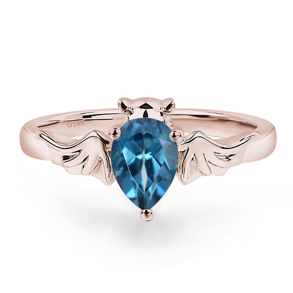 London Blue Topaz Bat Engagement Ring - LUO Jewelry #metal_14k rose gold