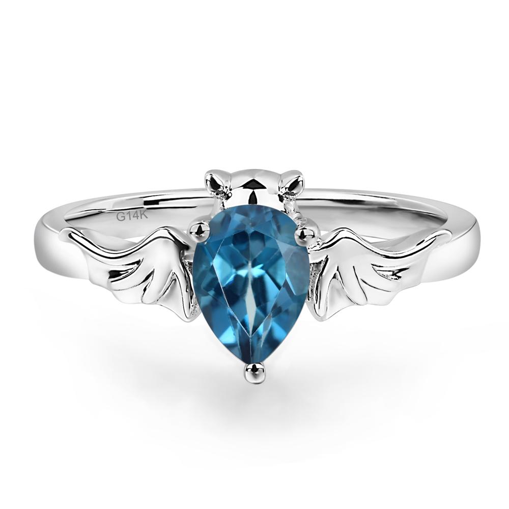 London Blue Topaz Bat Engagement Ring - LUO Jewelry #metal_14k white gold