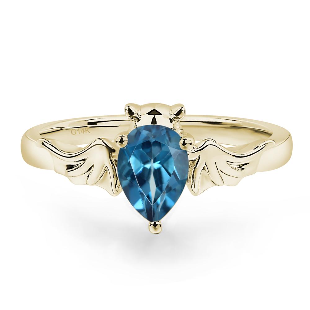 London Blue Topaz Bat Engagement Ring - LUO Jewelry #metal_14k yellow gold