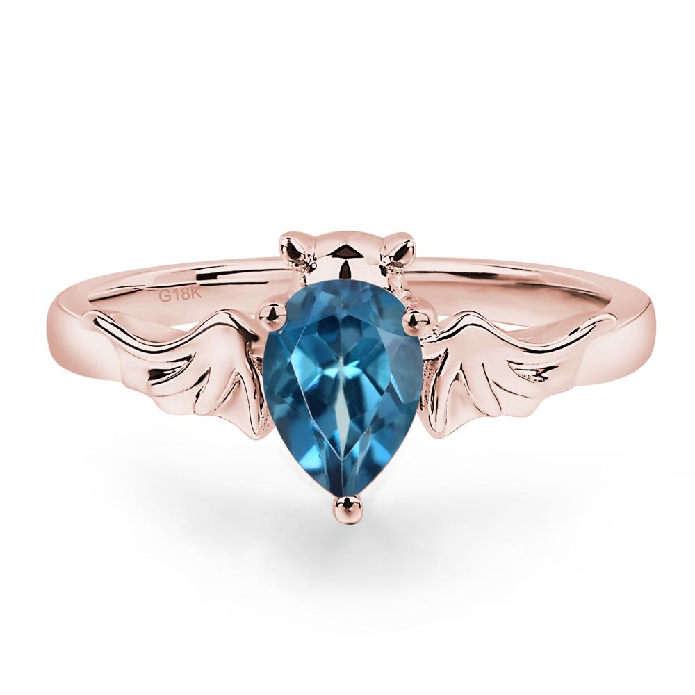 London Blue Topaz Bat Engagement Ring - LUO Jewelry #metal_18k rose gold
