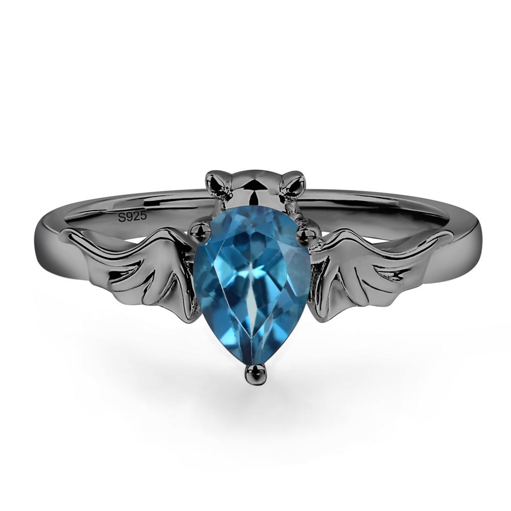 London Blue Topaz Bat Engagement Ring - LUO Jewelry #metal_black finish sterling silver