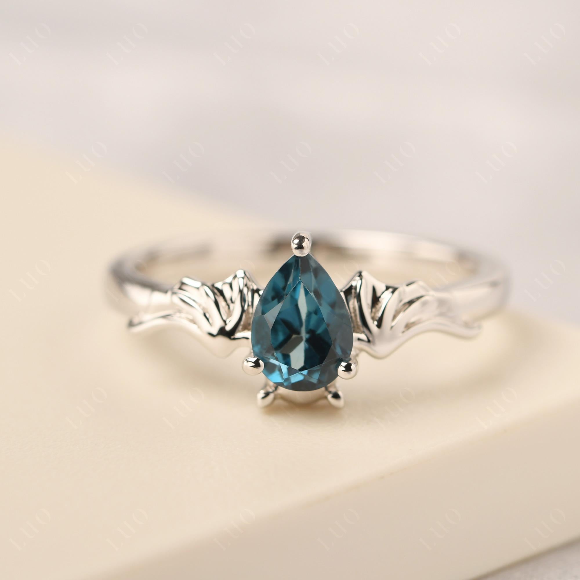 London Blue Topaz Bat Engagement Ring - LUO Jewelry