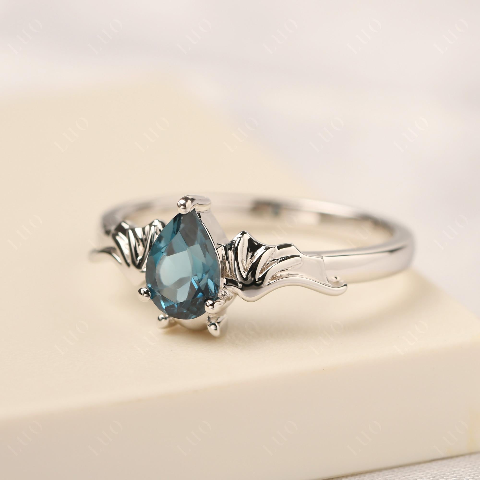 London Blue Topaz Bat Engagement Ring - LUO Jewelry