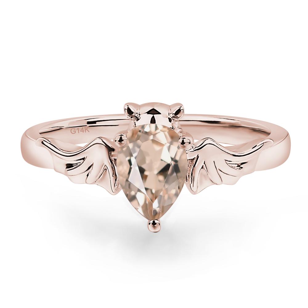Morganite Bat Engagement Ring - LUO Jewelry #metal_14k rose gold