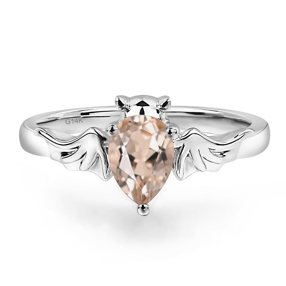 Morganite Bat Engagement Ring - LUO Jewelry #metal_14k white gold