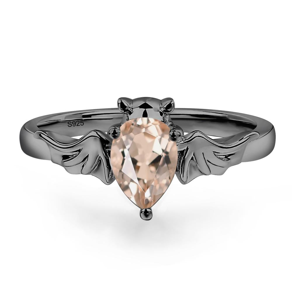 Morganite Bat Engagement Ring - LUO Jewelry #metal_black finish sterling silver