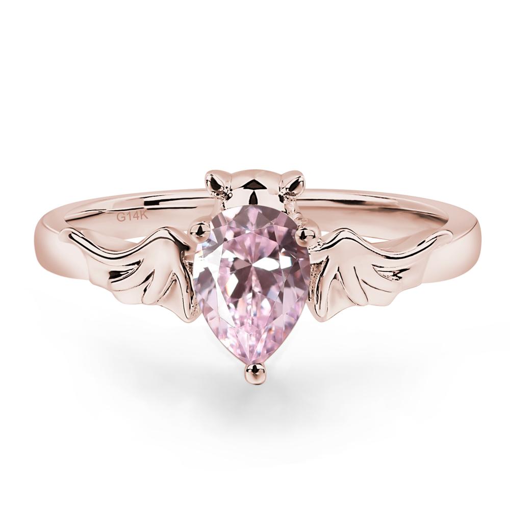 Pink Cubic Zirconia Bat Engagement Ring - LUO Jewelry #metal_14k rose gold