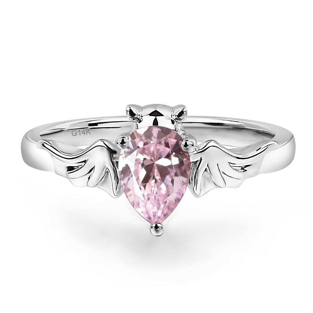 Pink Cubic Zirconia Bat Engagement Ring - LUO Jewelry #metal_14k white gold