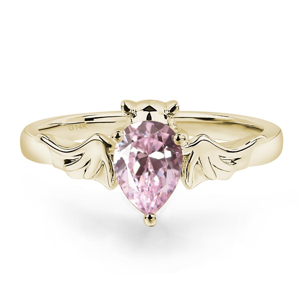 Pink Cubic Zirconia Bat Engagement Ring - LUO Jewelry #metal_14k yellow gold
