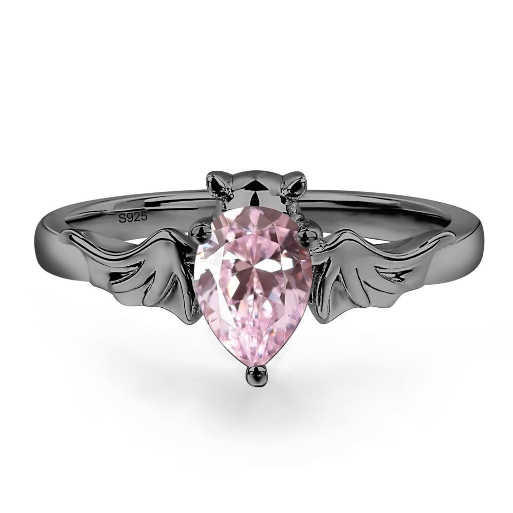 Pink Cubic Zirconia Bat Engagement Ring - LUO Jewelry #metal_black finish sterling silver
