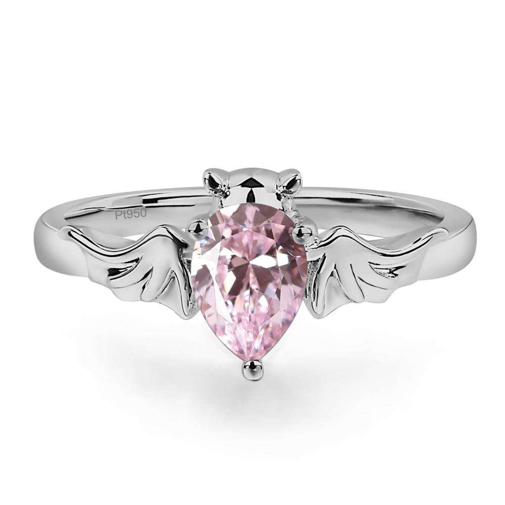 Pink Cubic Zirconia Bat Engagement Ring - LUO Jewelry #metal_platinum