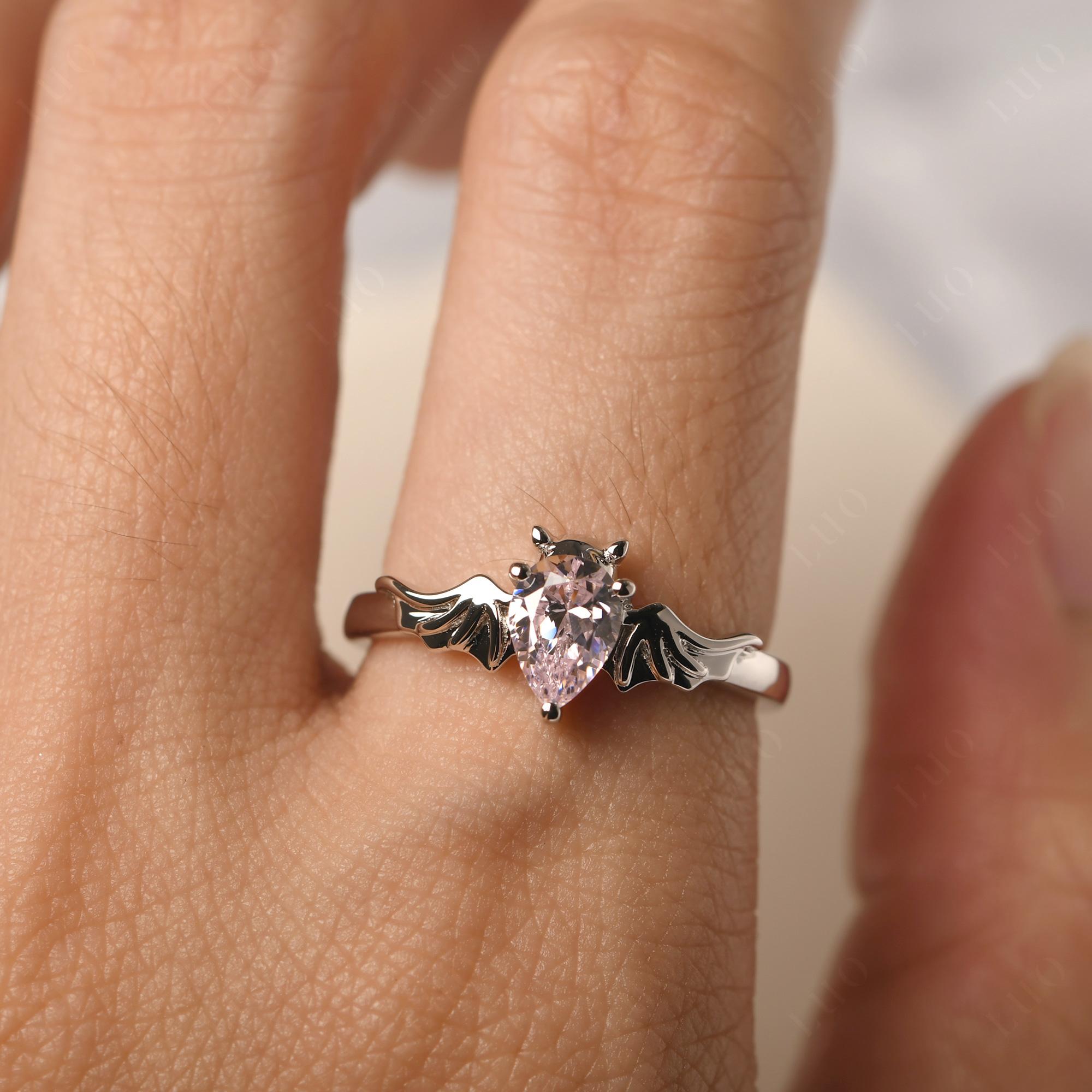 Pink Cubic Zirconia Bat Engagement Ring - LUO Jewelry