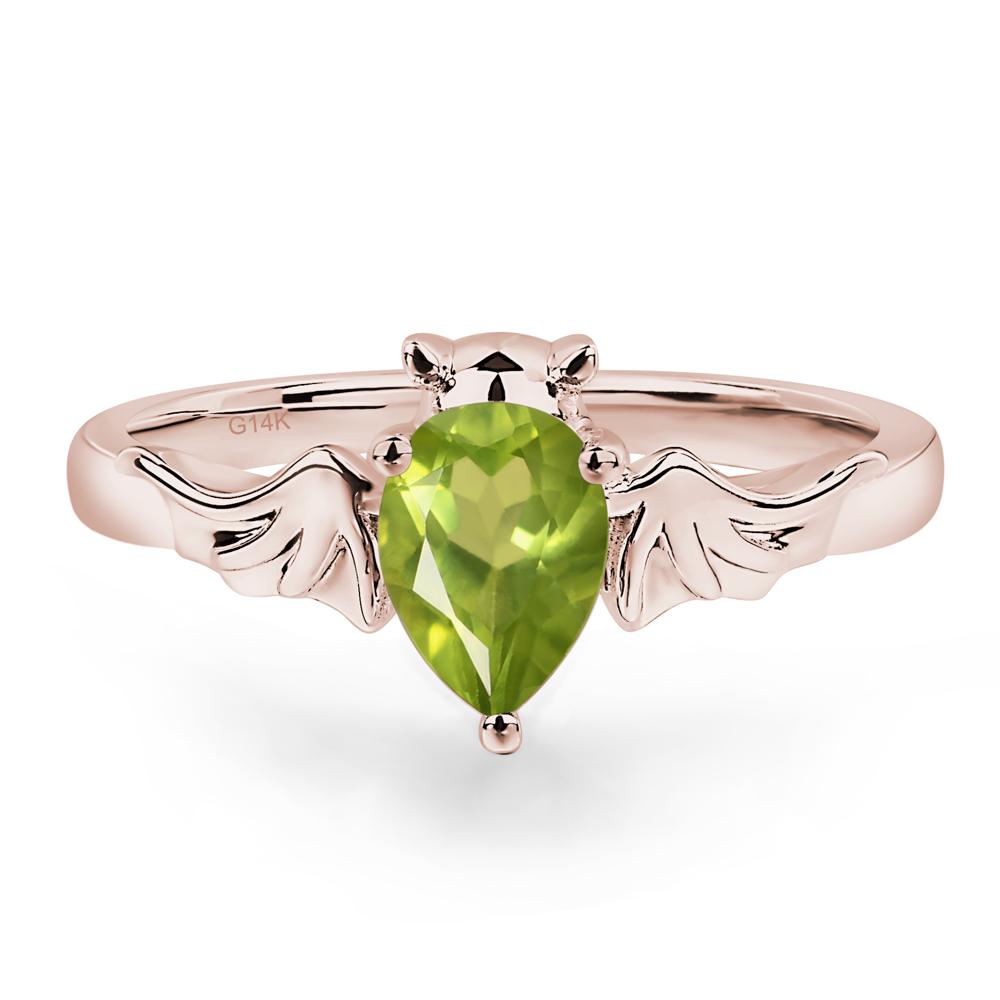Peridot Bat Engagement Ring - LUO Jewelry #metal_14k rose gold
