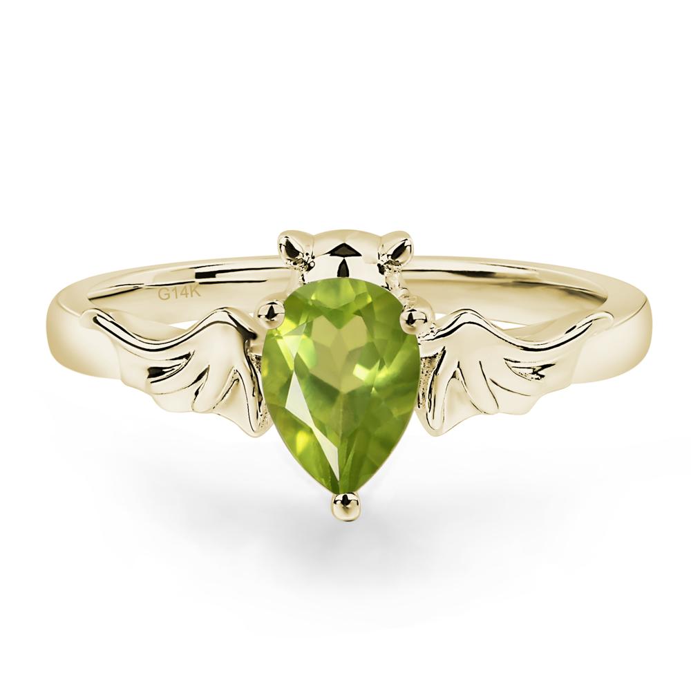 Peridot Bat Engagement Ring - LUO Jewelry #metal_14k yellow gold