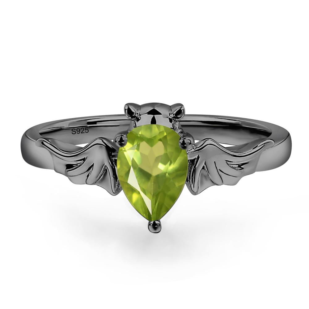 Peridot Bat Engagement Ring - LUO Jewelry #metal_black finish sterling silver