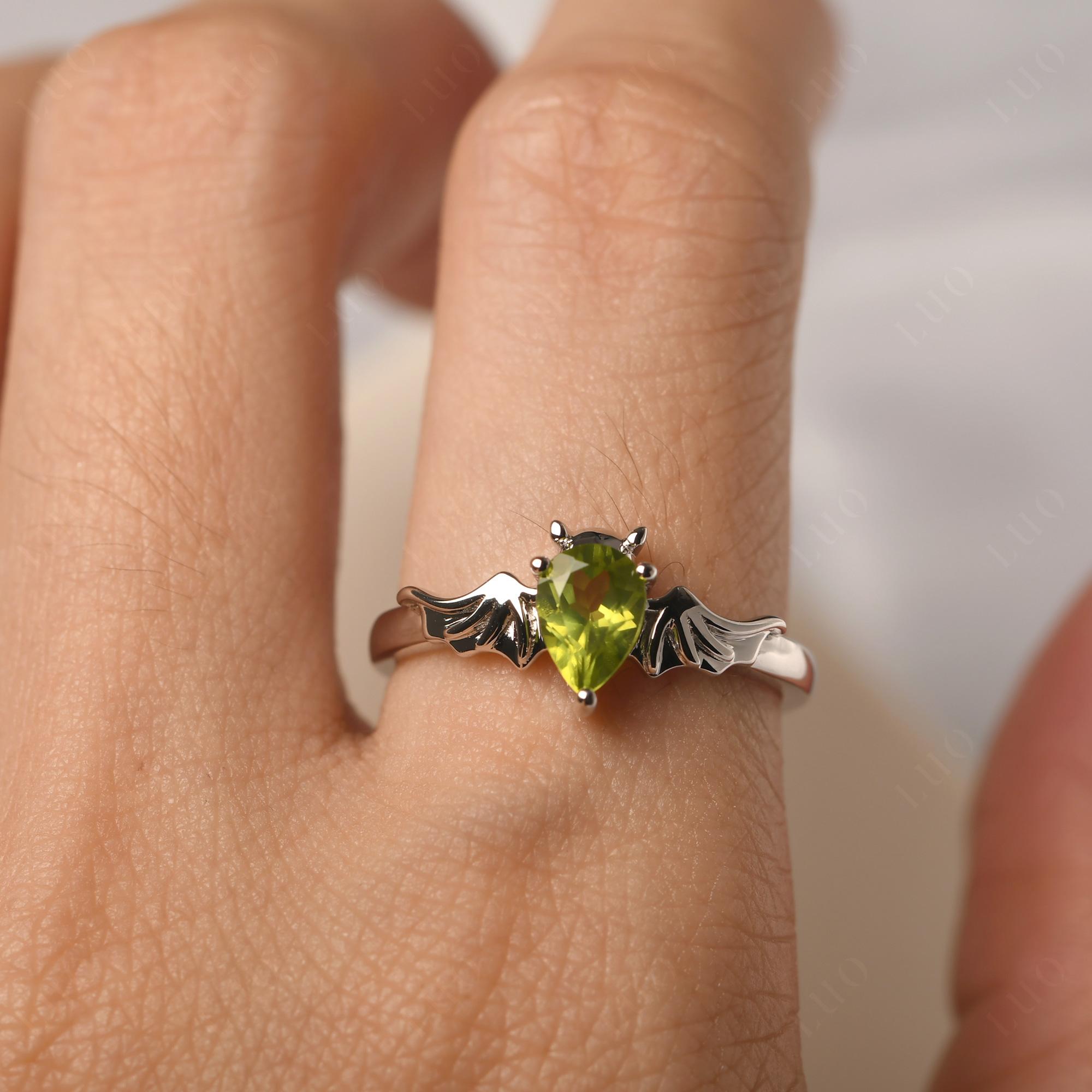 Peridot Bat Engagement Ring - LUO Jewelry