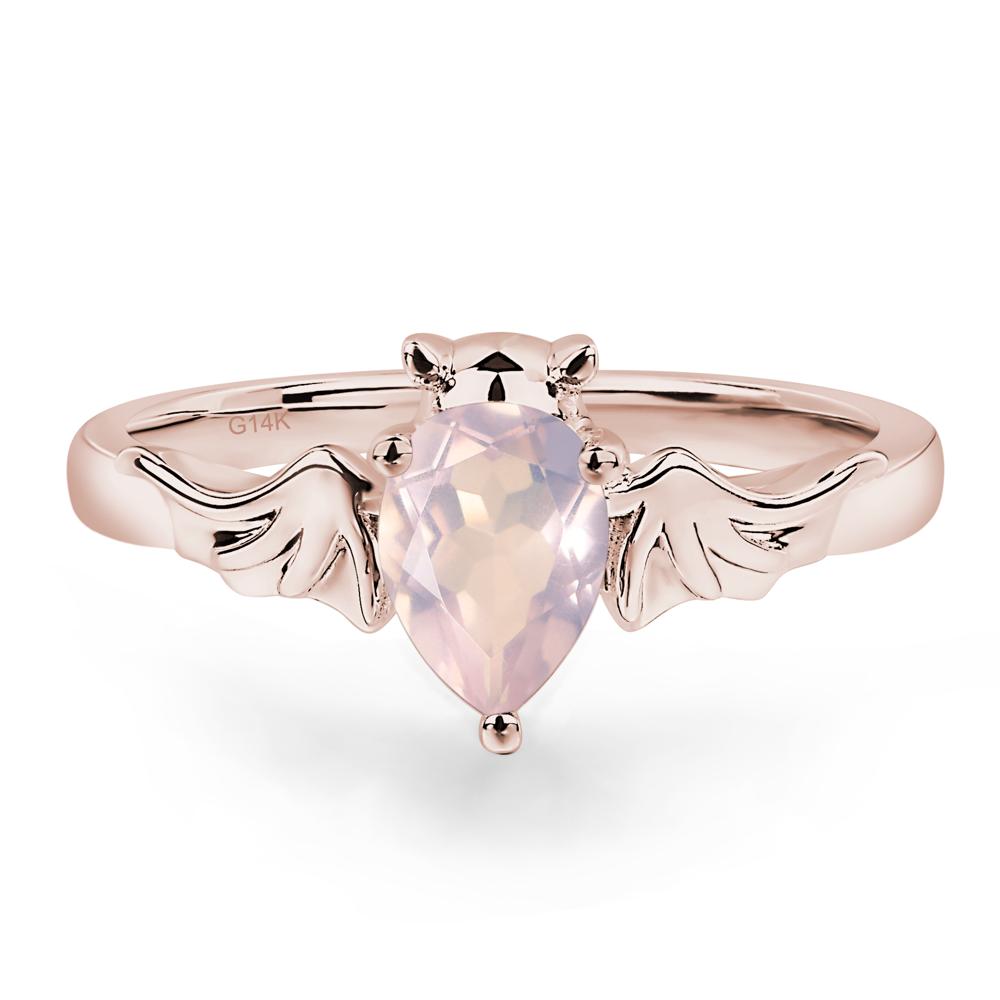 Rose Quartz Bat Engagement Ring - LUO Jewelry #metal_14k rose gold