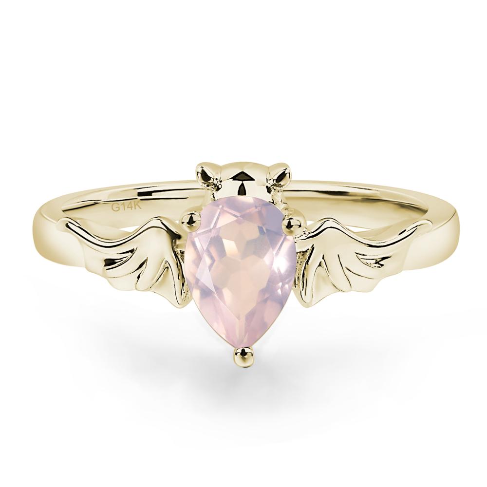 Rose Quartz Bat Engagement Ring - LUO Jewelry #metal_14k yellow gold