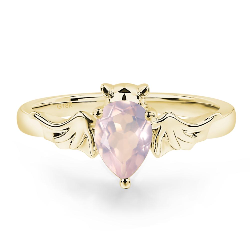 Rose Quartz Bat Engagement Ring - LUO Jewelry #metal_18k yellow gold