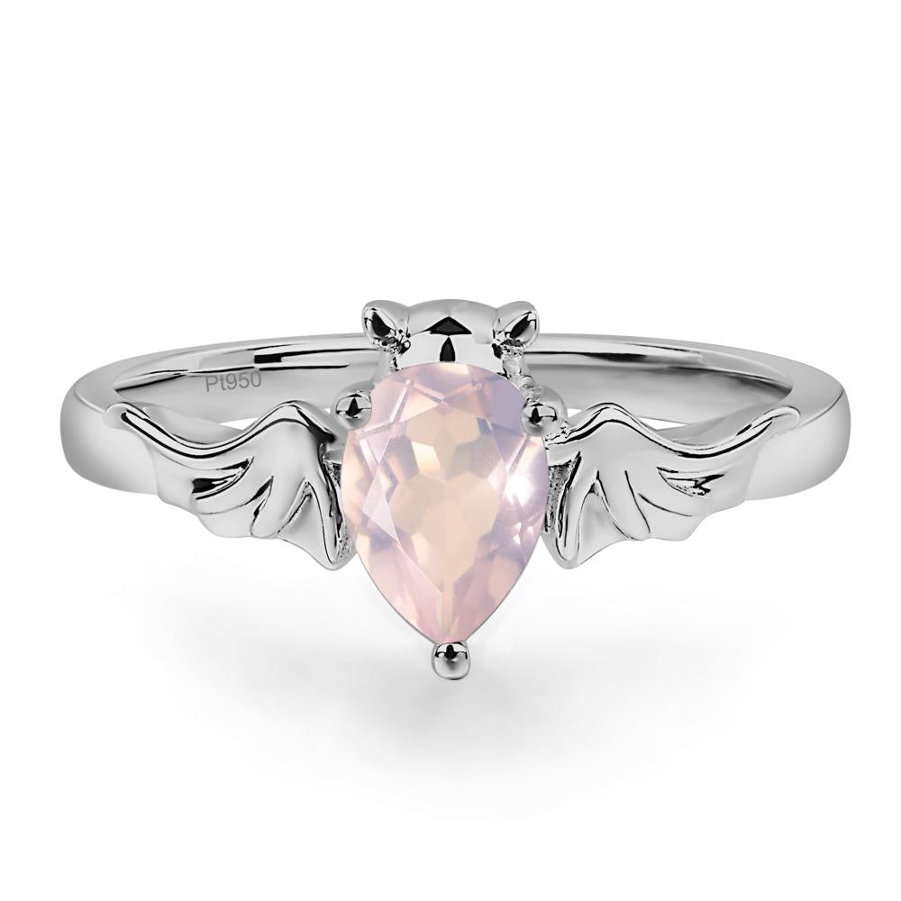 Rose Quartz Bat Engagement Ring - LUO Jewelry #metal_platinum