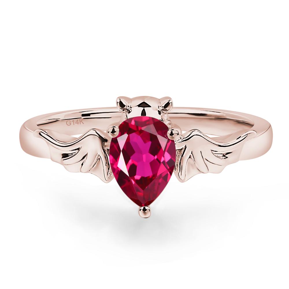 Ruby Bat Engagement Ring - LUO Jewelry #metal_14k rose gold