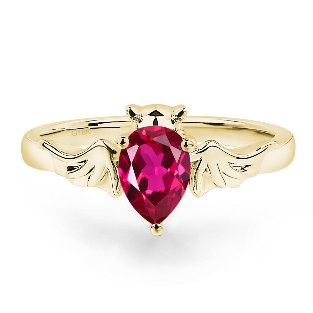 Ruby Bat Engagement Ring - LUO Jewelry #metal_18k yellow gold