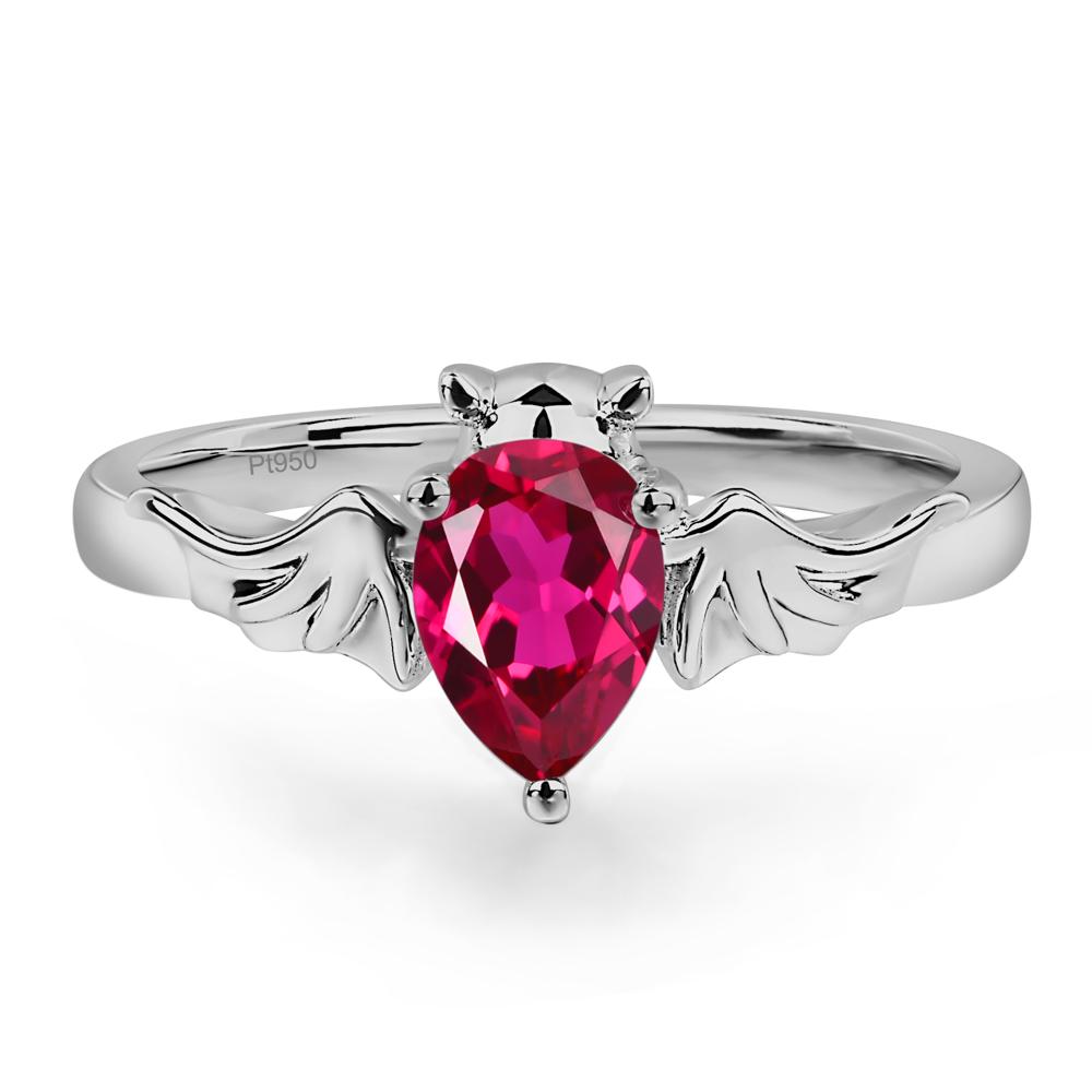 Ruby Bat Engagement Ring - LUO Jewelry #metal_platinum