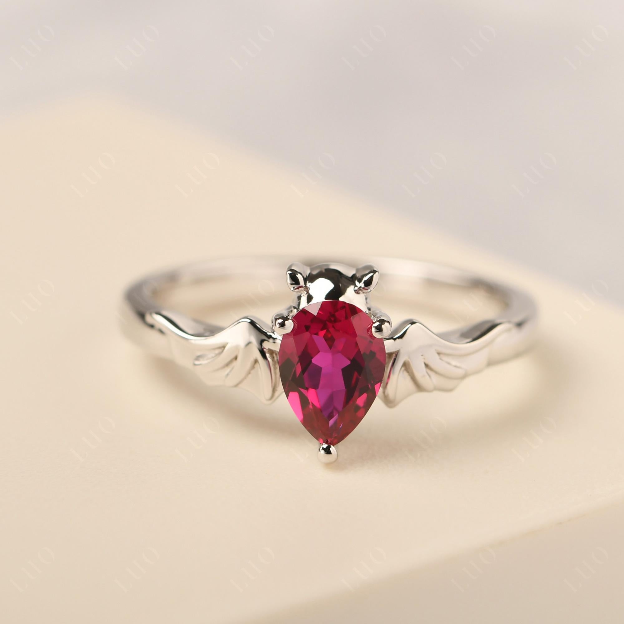 Ruby Bat Engagement Ring - LUO Jewelry
