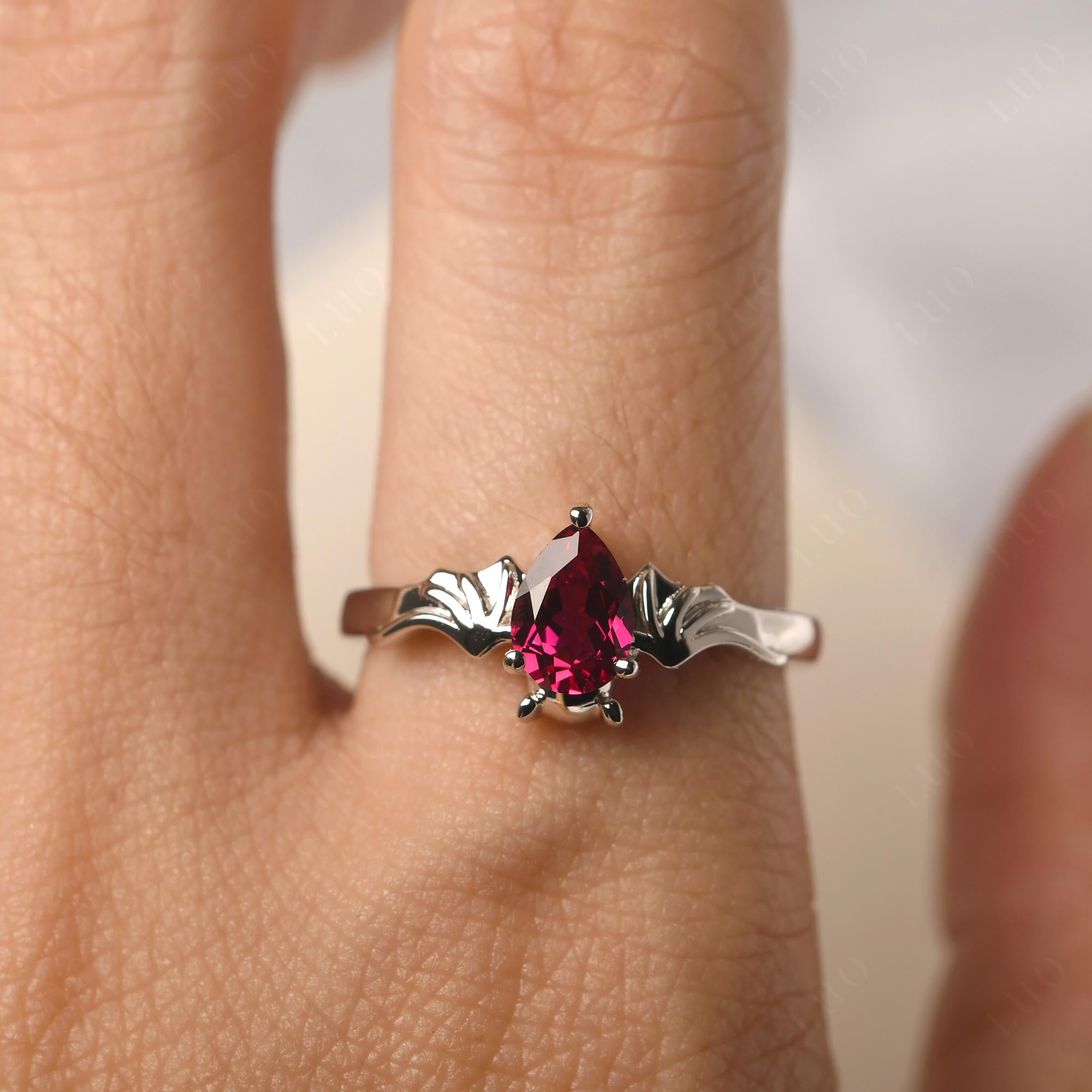 Ruby Bat Engagement Ring - LUO Jewelry