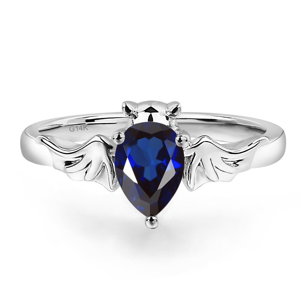 Sapphire Bat Engagement Ring - LUO Jewelry #metal_14k white gold
