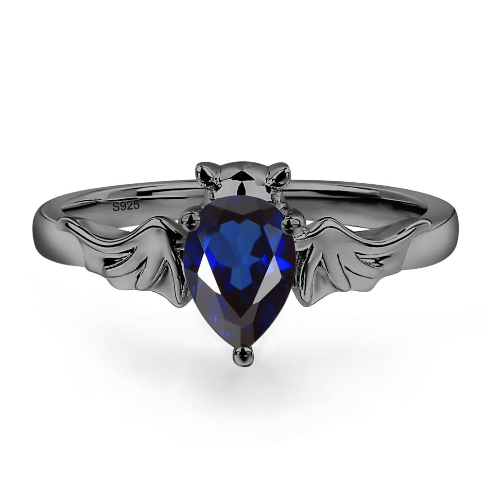 Sapphire Bat Engagement Ring - LUO Jewelry #metal_black finish sterling silver