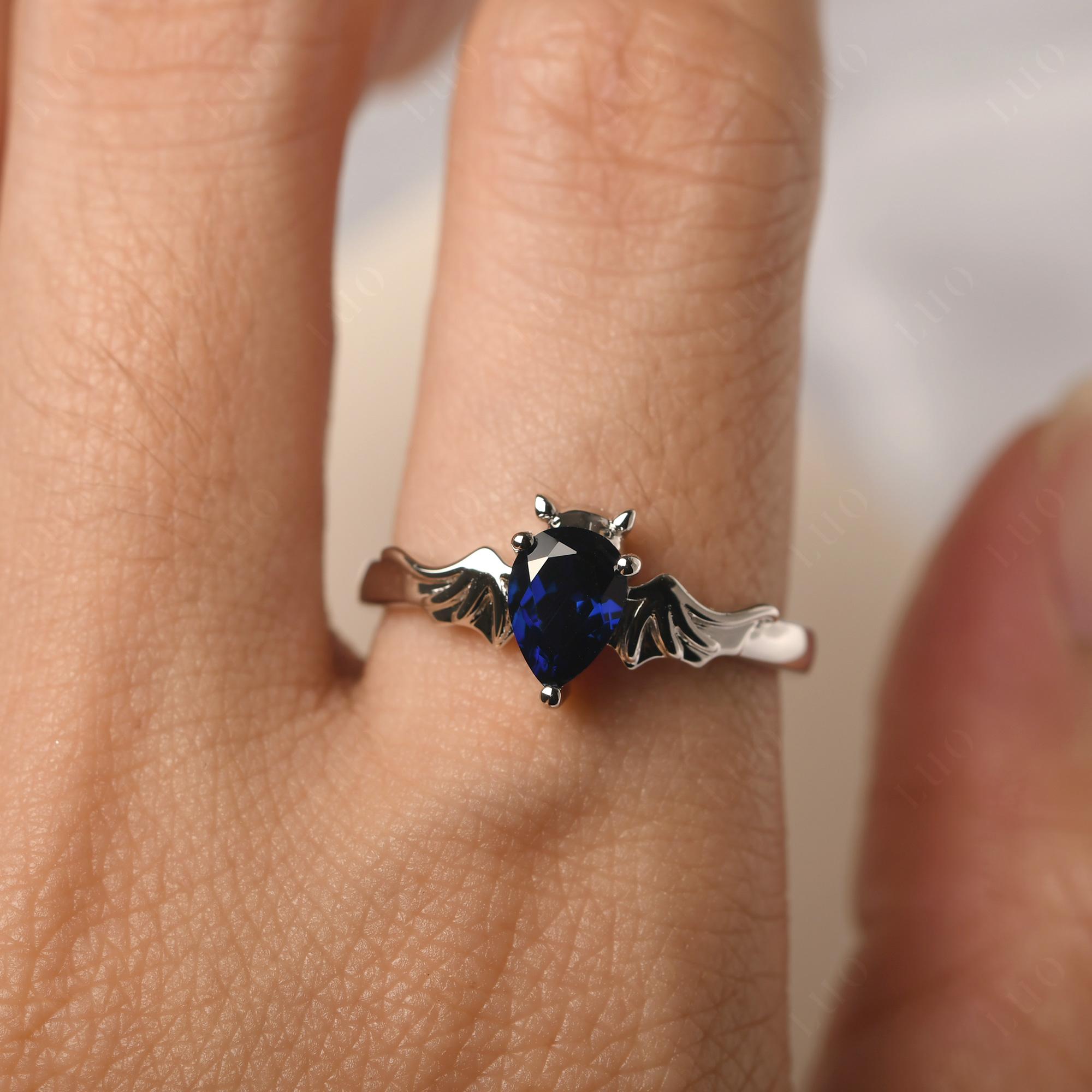 Sapphire Bat Engagement Ring - LUO Jewelry