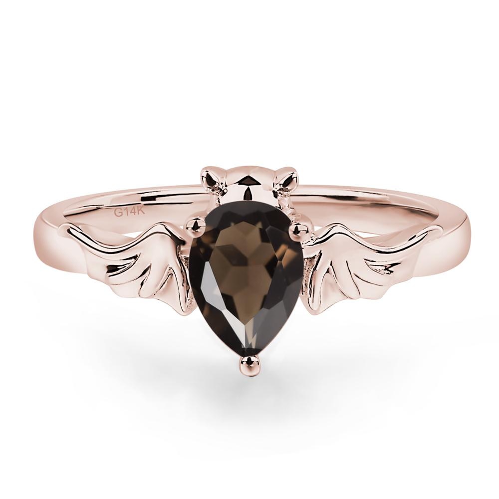 Smoky Quartz Bat Engagement Ring - LUO Jewelry #metal_14k rose gold