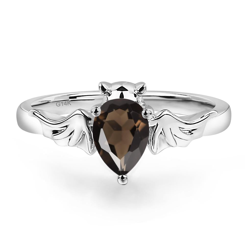 Smoky Quartz Bat Engagement Ring - LUO Jewelry #metal_14k white gold