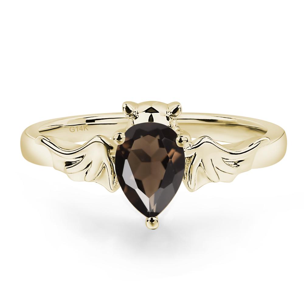 Smoky Quartz Bat Engagement Ring - LUO Jewelry #metal_14k yellow gold