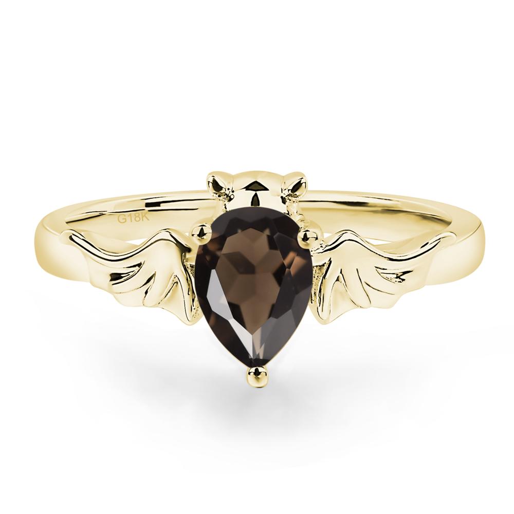 Smoky Quartz Bat Engagement Ring - LUO Jewelry #metal_18k yellow gold