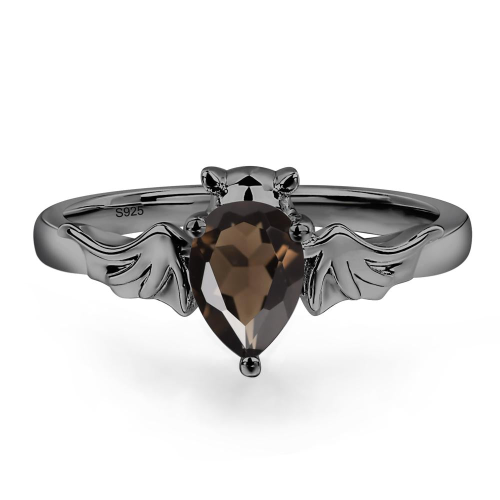 Smoky Quartz Bat Engagement Ring - LUO Jewelry #metal_black finish sterling silver