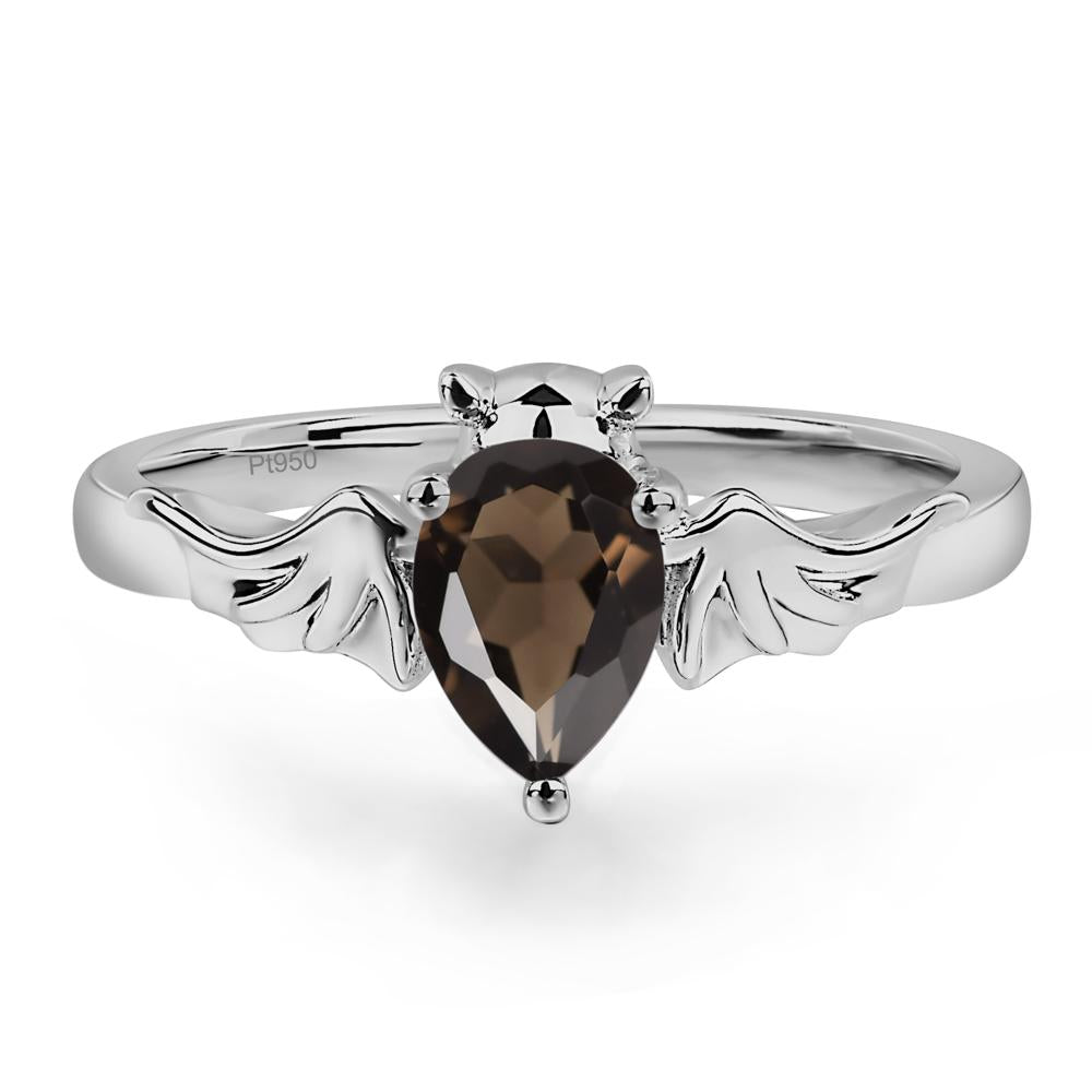 Smoky Quartz Bat Engagement Ring - LUO Jewelry #metal_platinum