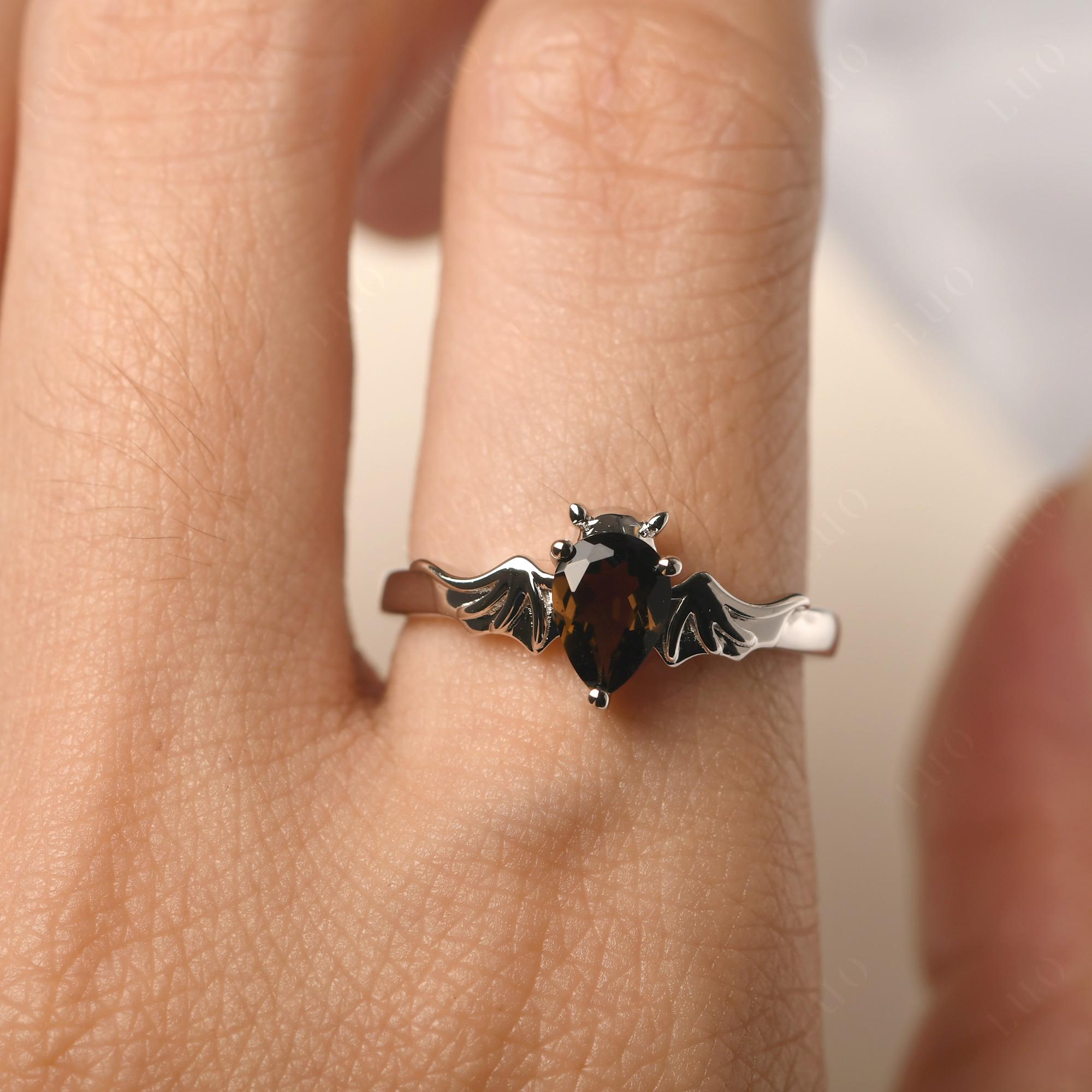 Smoky Quartz Bat Engagement Ring - LUO Jewelry