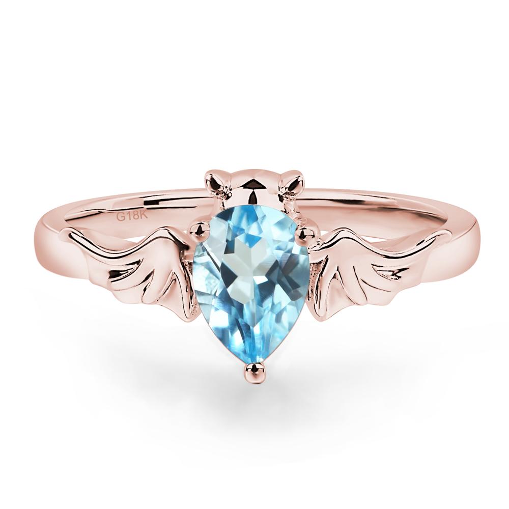 Swiss Blue Topaz Bat Engagement Ring - LUO Jewelry #metal_18k rose gold