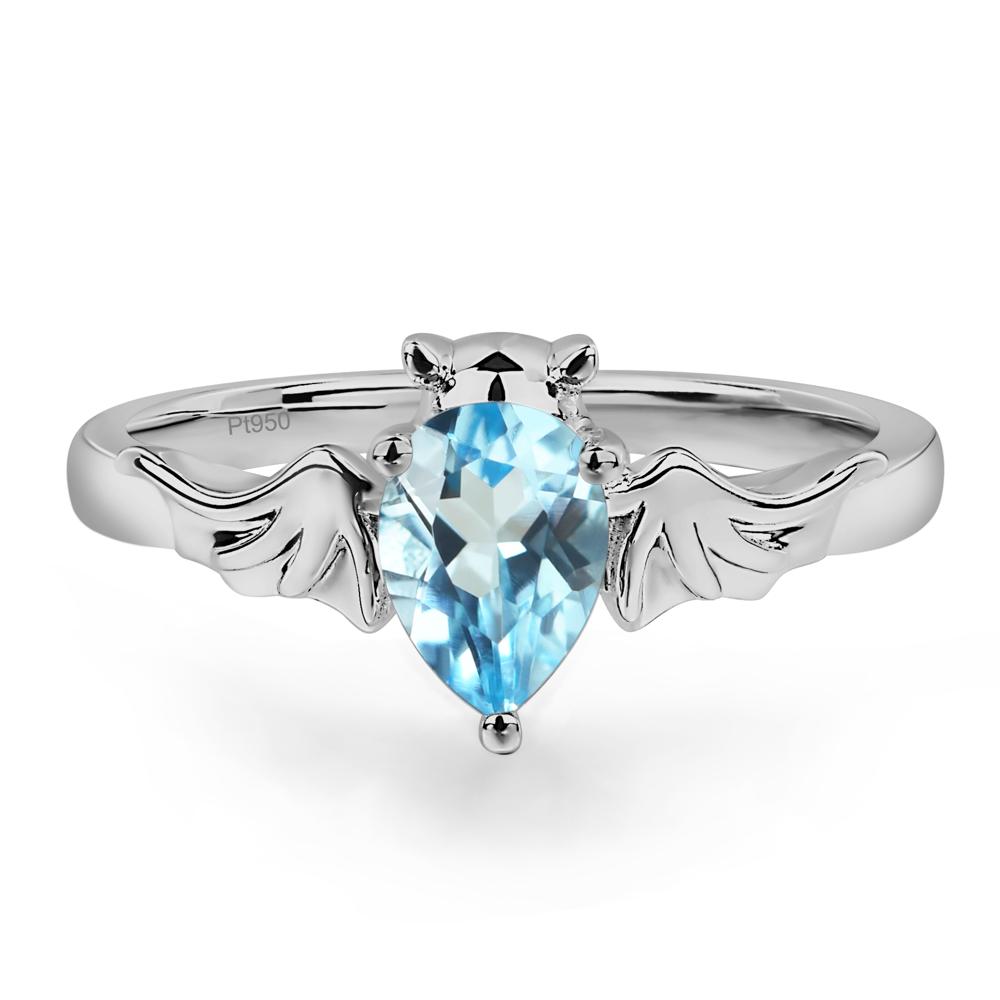 Swiss Blue Topaz Bat Engagement Ring - LUO Jewelry #metal_platinum