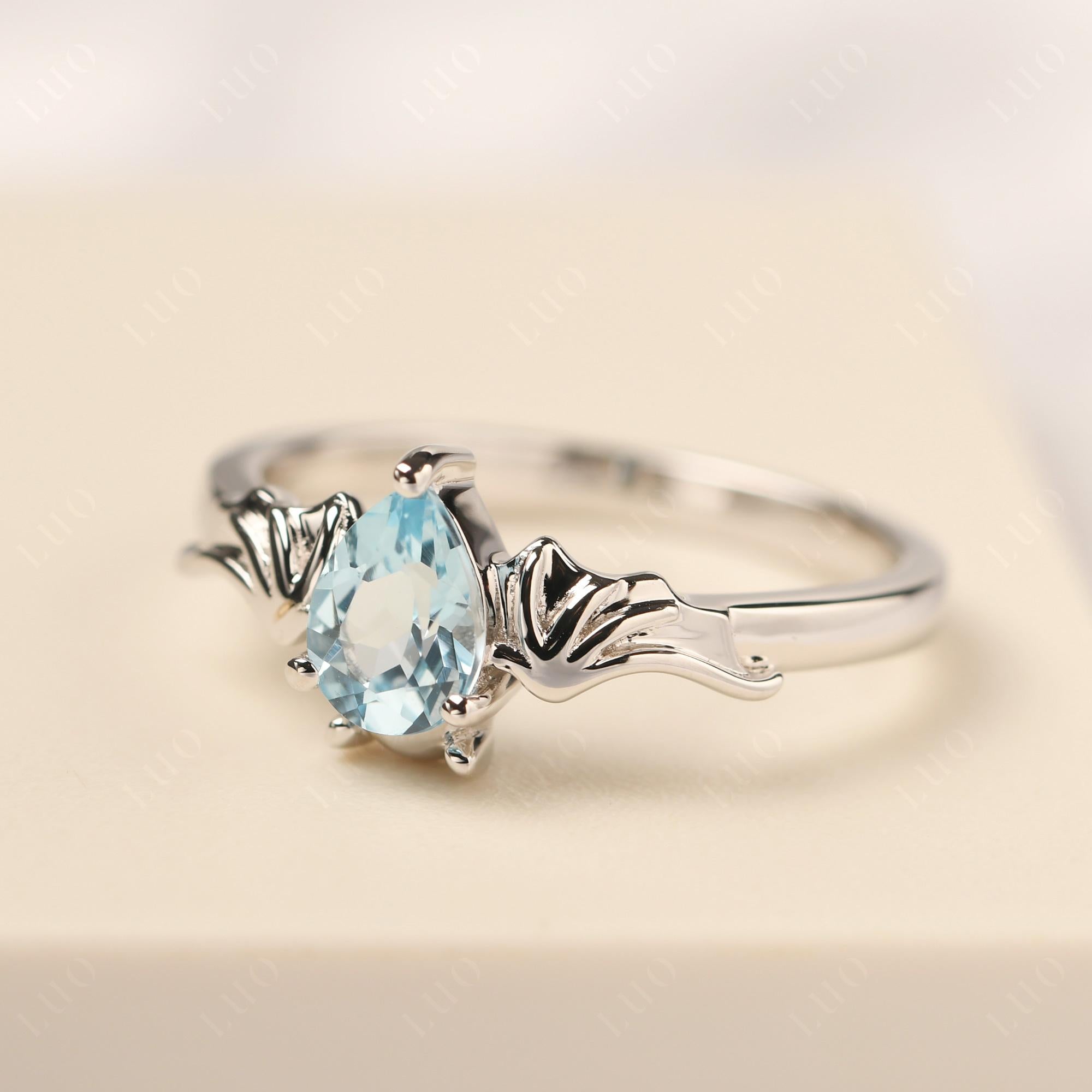 Swiss Blue Topaz Bat Engagement Ring - LUO Jewelry