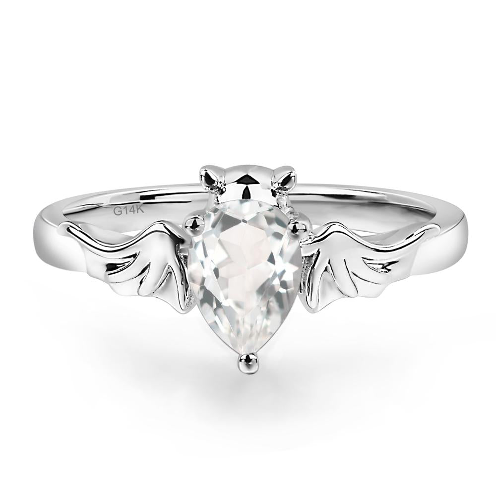 White Topaz Bat Engagement Ring - LUO Jewelry #metal_14k white gold
