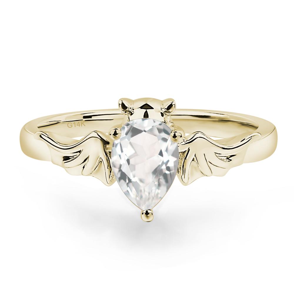 White Topaz Bat Engagement Ring - LUO Jewelry #metal_14k yellow gold