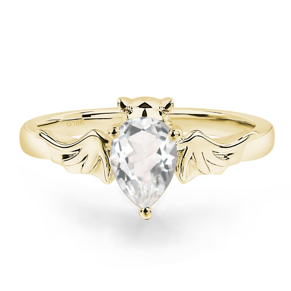 White Topaz Bat Engagement Ring - LUO Jewelry #metal_18k yellow gold