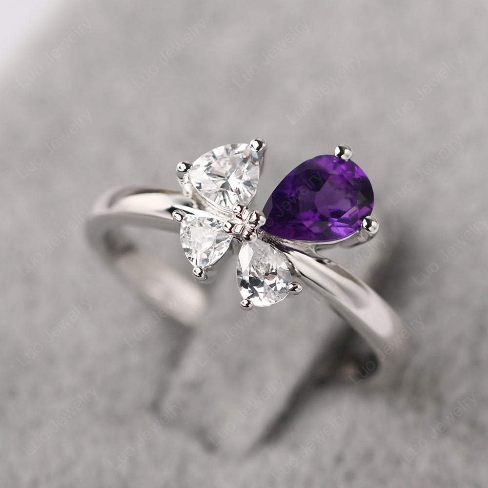 Pear Amethyst Cluster Engagement Ring - LUO Jewelry