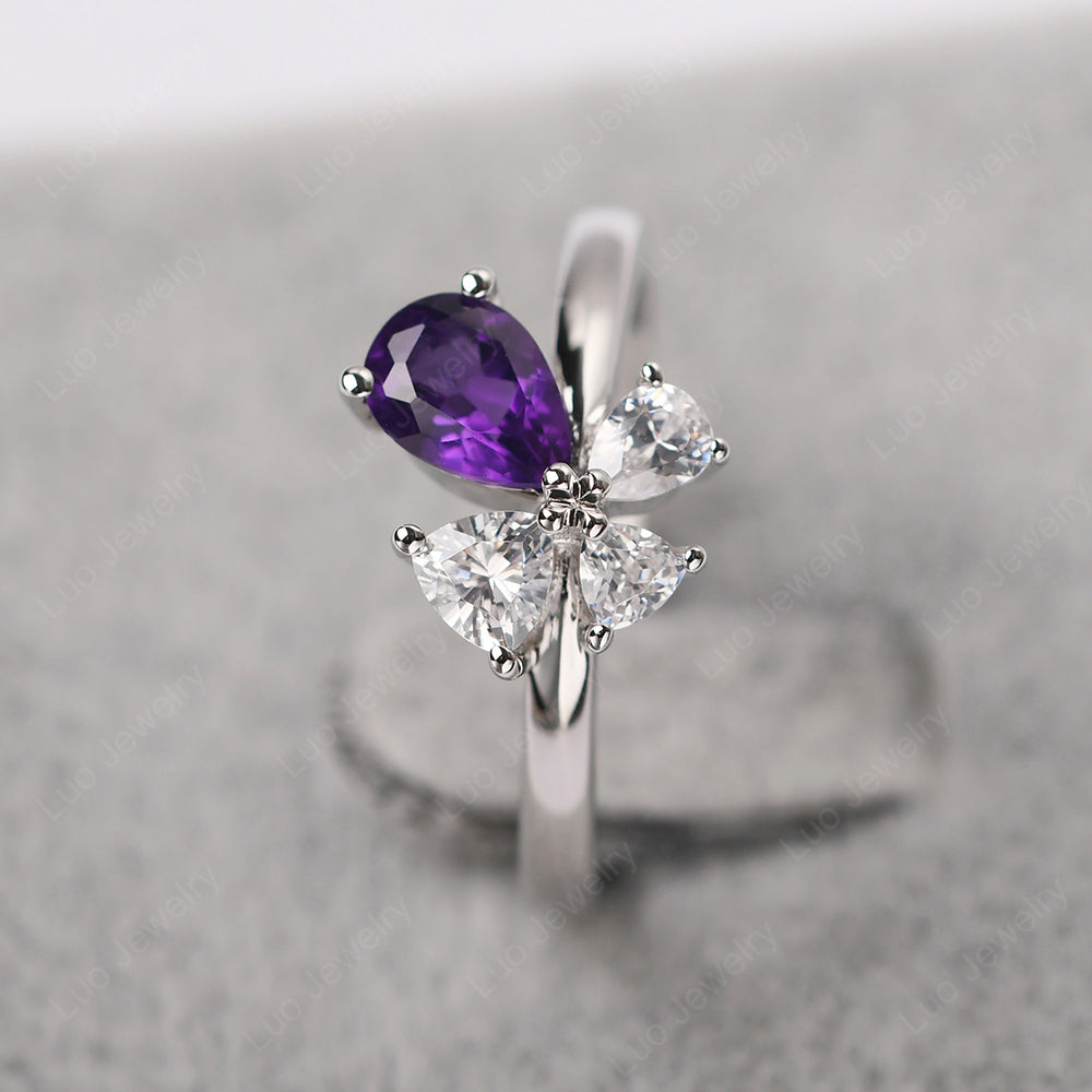 Pear Amethyst Cluster Engagement Ring - LUO Jewelry