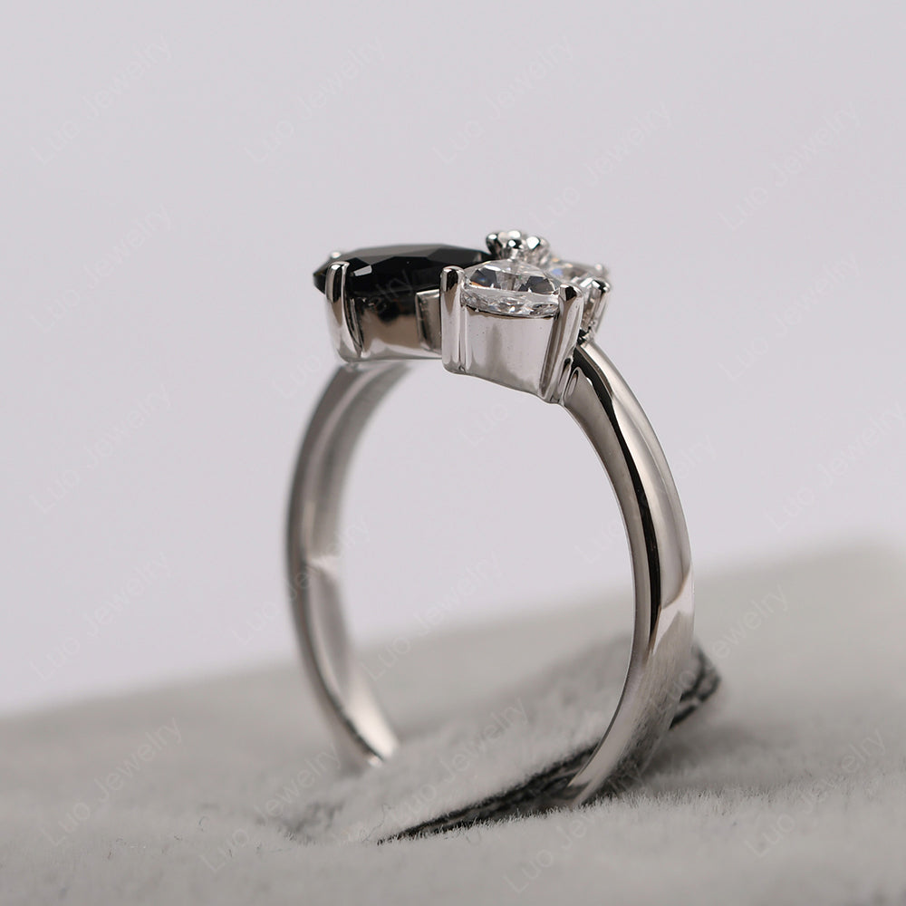 Pear Black Spinel Cluster Engagement Ring - LUO Jewelry