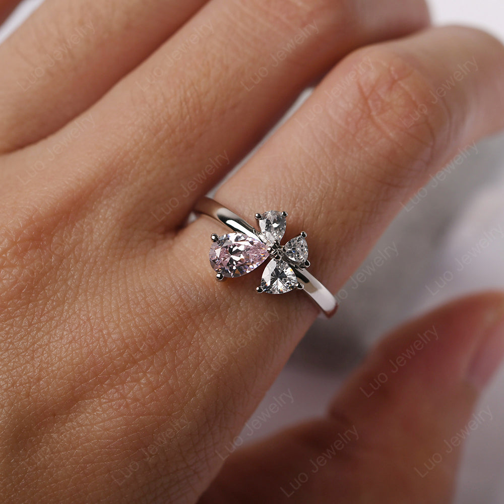 Pear Cubic Zirconia Cluster Engagement Ring - LUO Jewelry