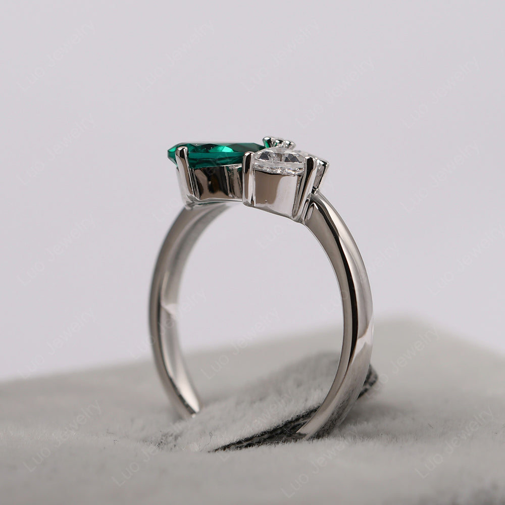 Pear Emerald Cluster Engagement Ring - LUO Jewelry